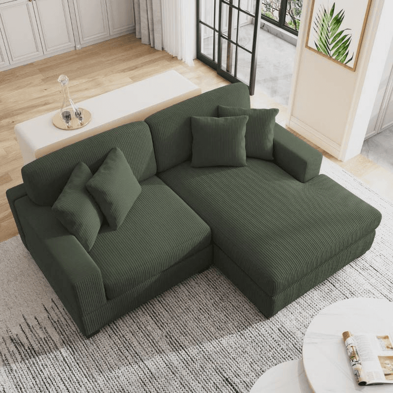 green sectional sofa