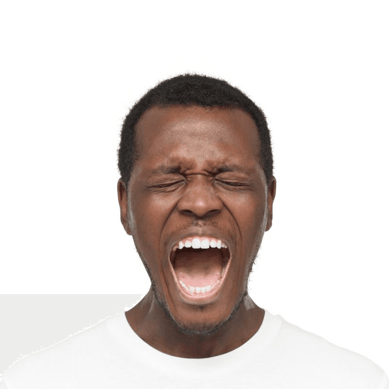 man yelling against