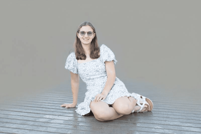 woman, wooden deck
