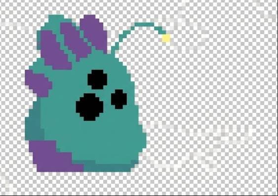 pixelated character