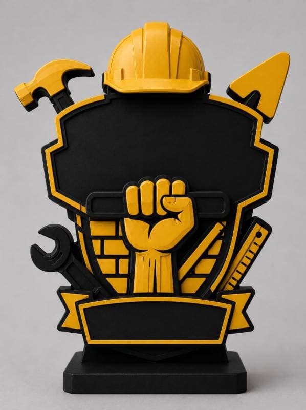 construction-themed trophy