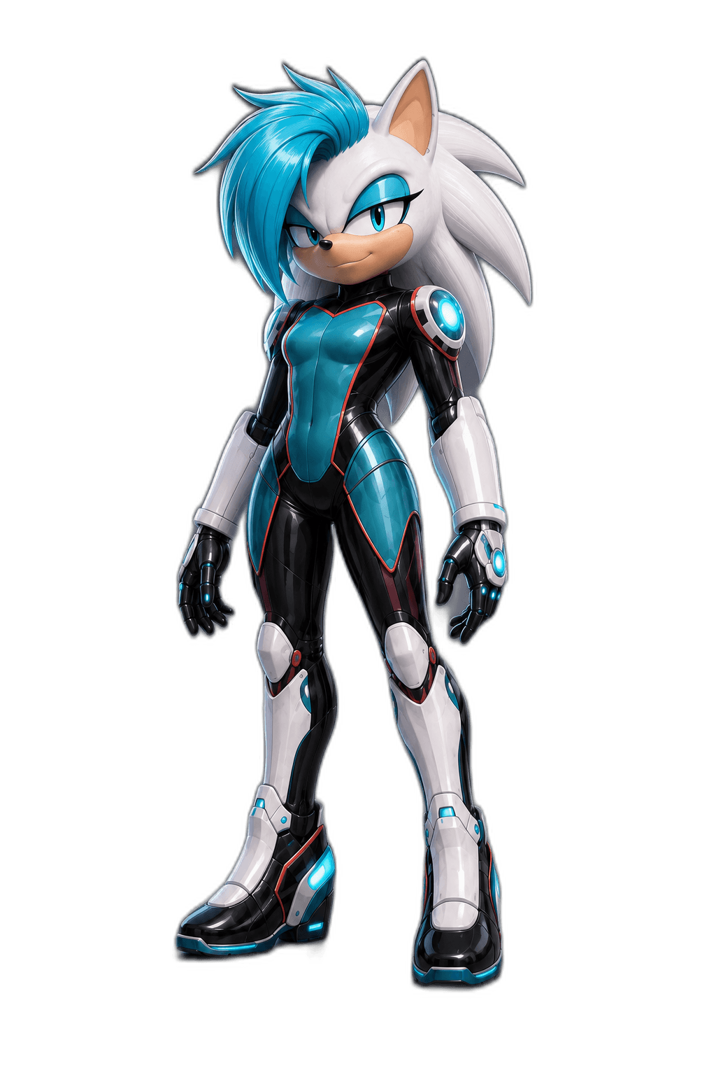 white and blue Sonic-style character
