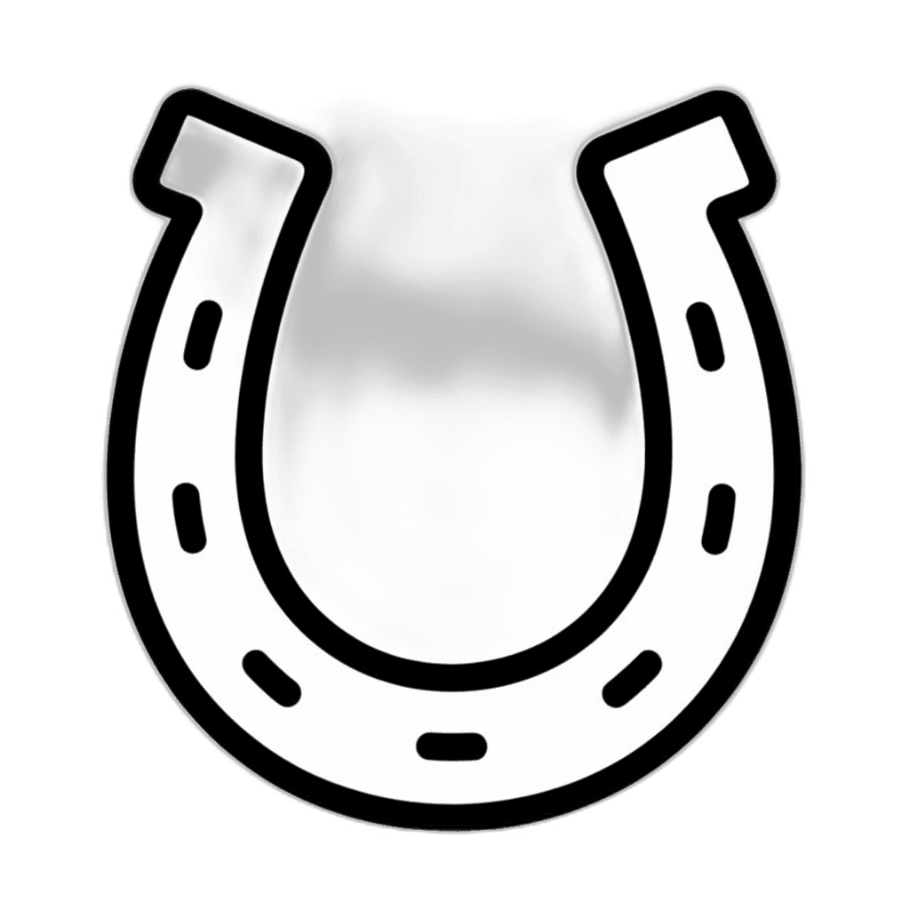 stylized white horseshoe with black outline