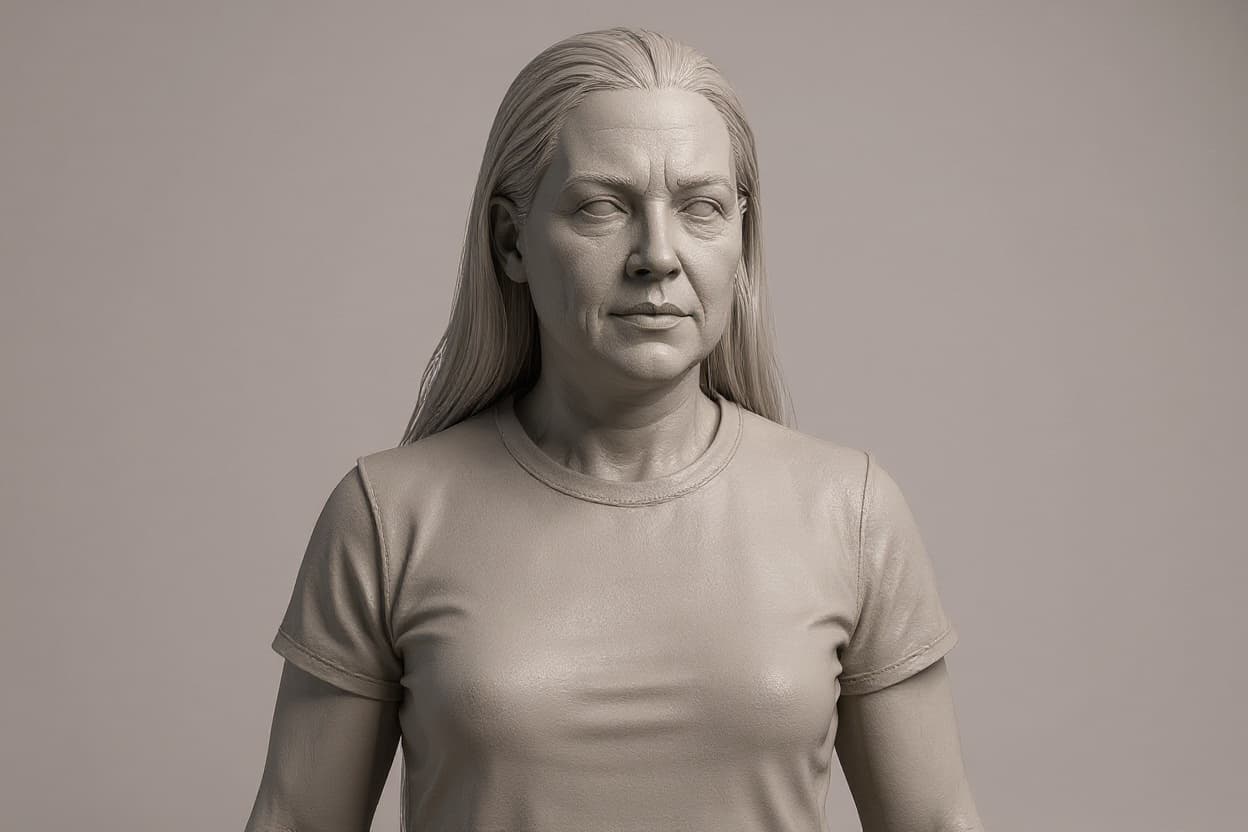 monochromatic bust of a woman