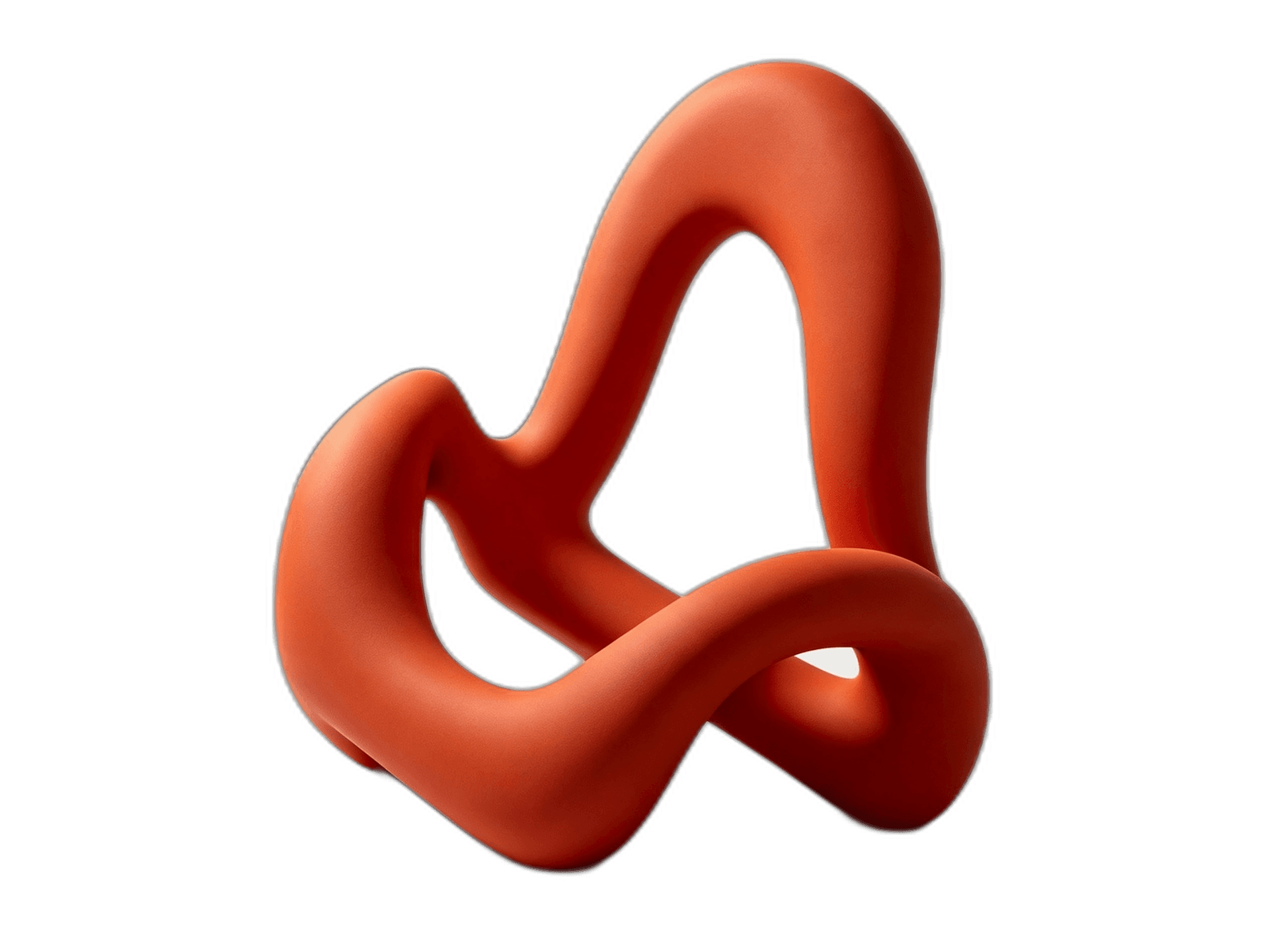 abstract orange tubular knot sculpture