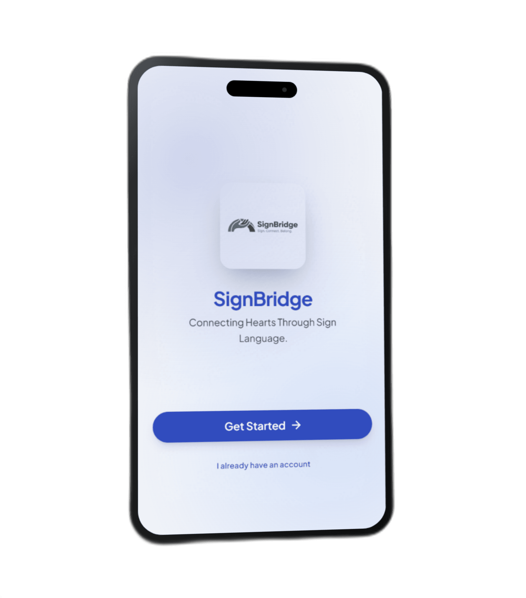 SignBridge mobile application on smartphone