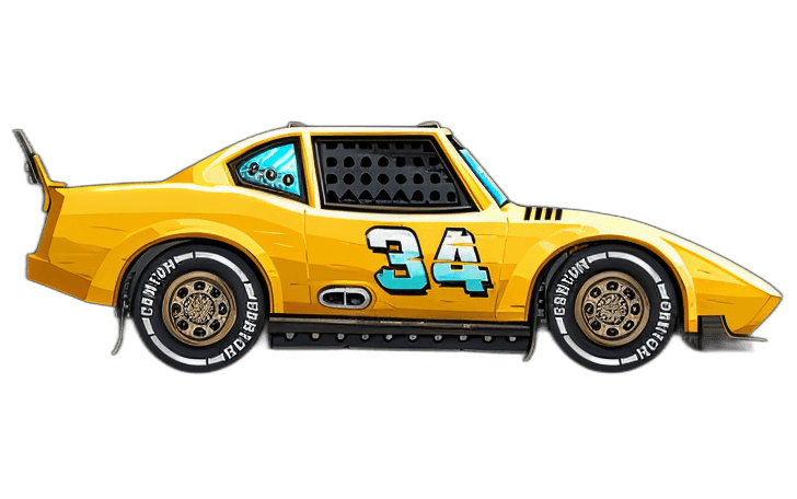 yellow cartoon-style stock race car