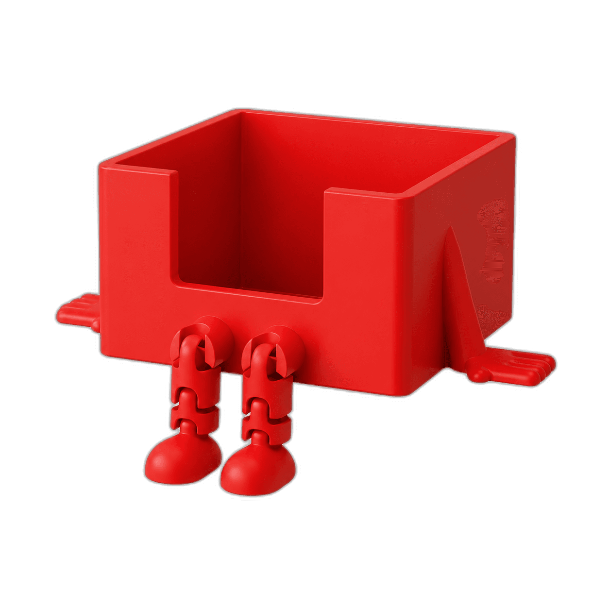red rectangular desk organizer with legs
