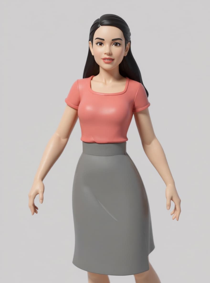 stylized female character figurine in pink top