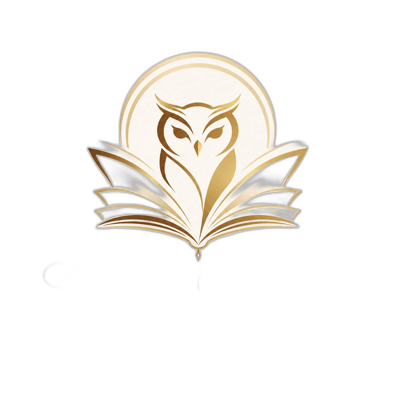 Golden owl on open book logo