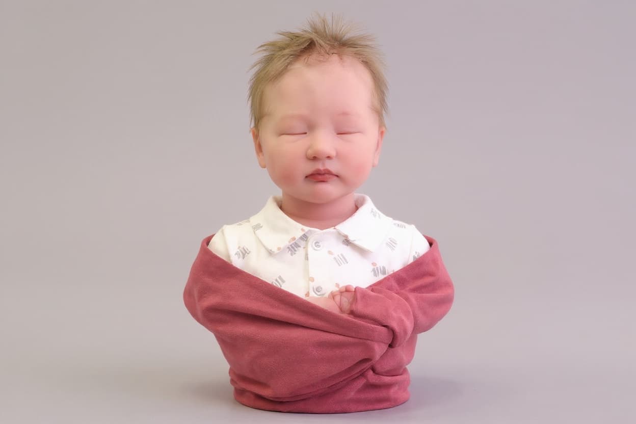 baby mannequin bust with closed eyes