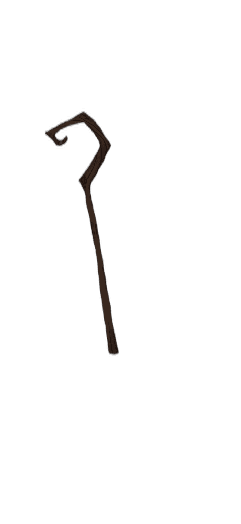 stylized brown wooden staff with curved top