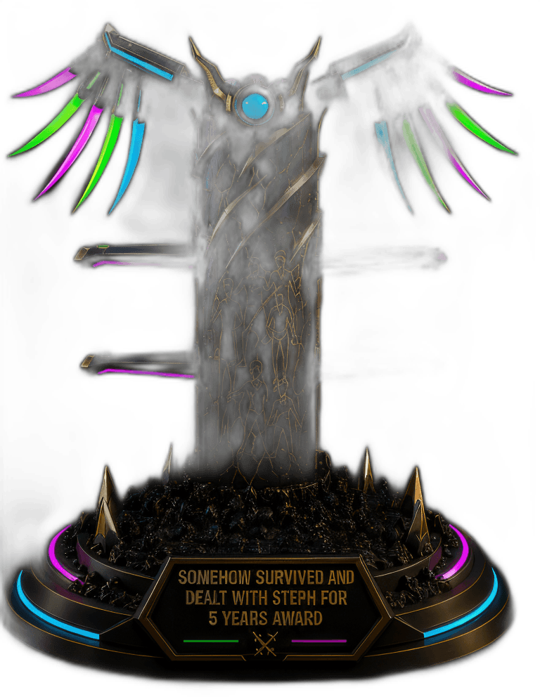 Fantasy-themed '5 Years Award' trophy with wings