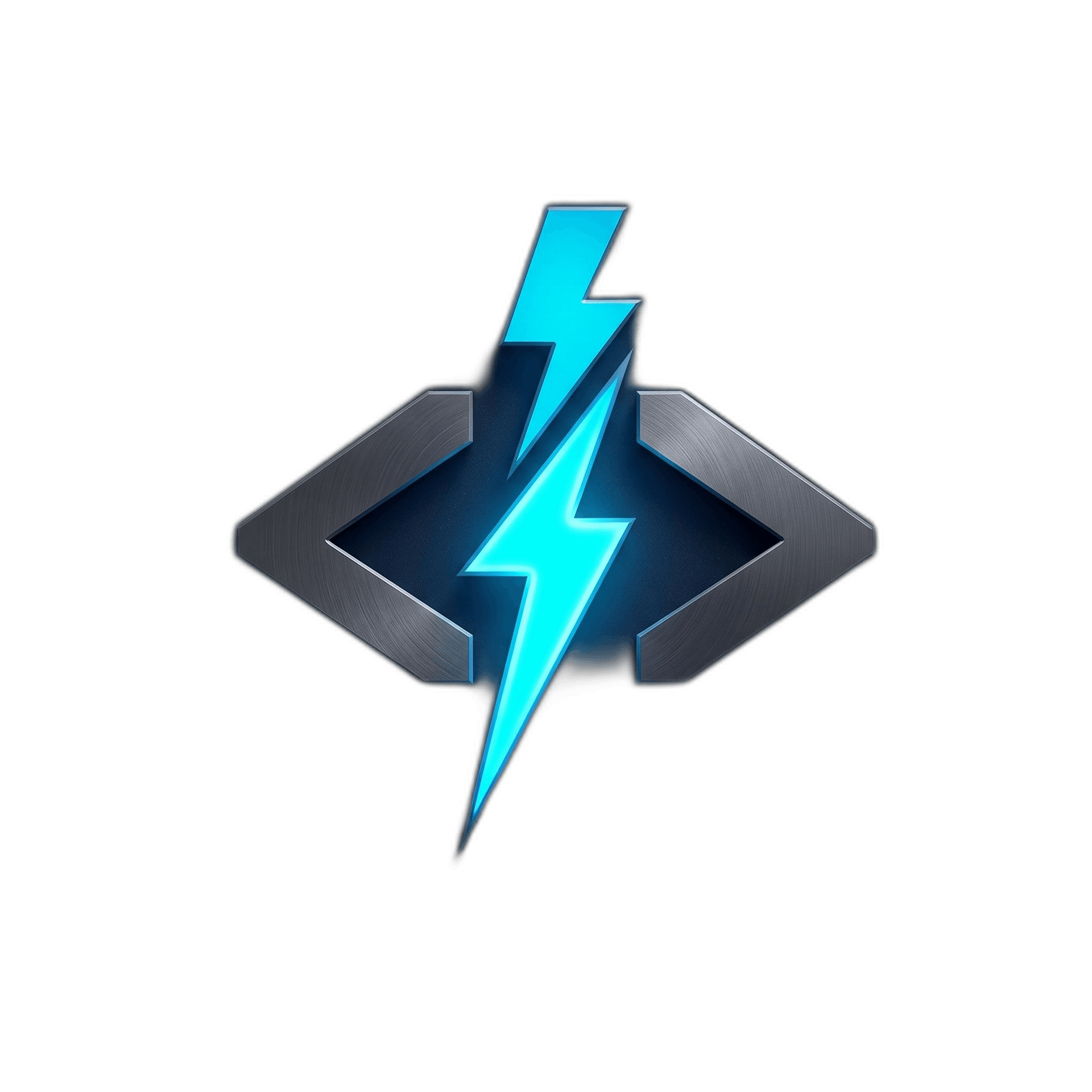 stylized lightning bolt and chevron logo