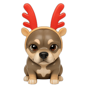 Chihuahua puppy wearing reindeer antlers headband