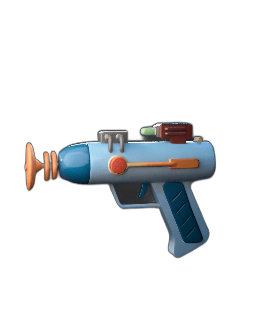 cartoonish retro-futuristic ray gun toy