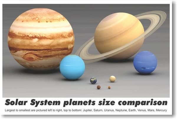 Solar System planets size comparison