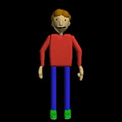 cartoon man with red shirt and blue pants