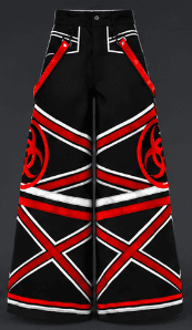 black and red wide-leg pants