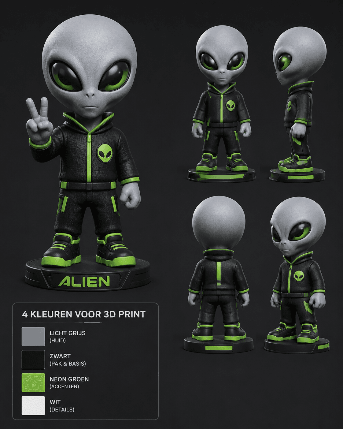stylized alien character figurine in tracksuit