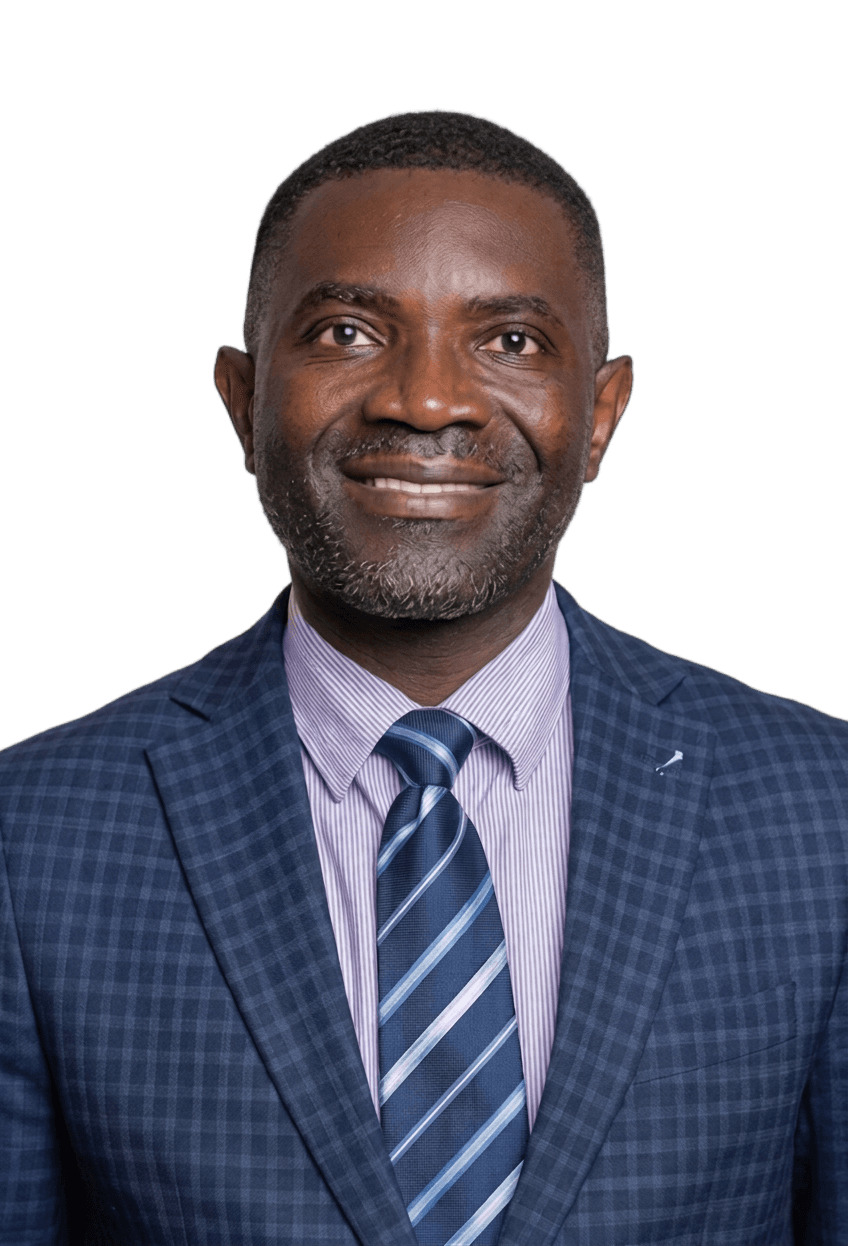 smiling man in blue plaid suit